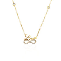 Infinity Love CZ Pendant Necklace (14K).