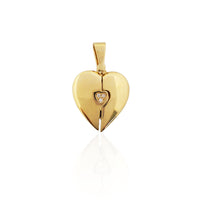 Double Open Heart CZ Pendant (14K).