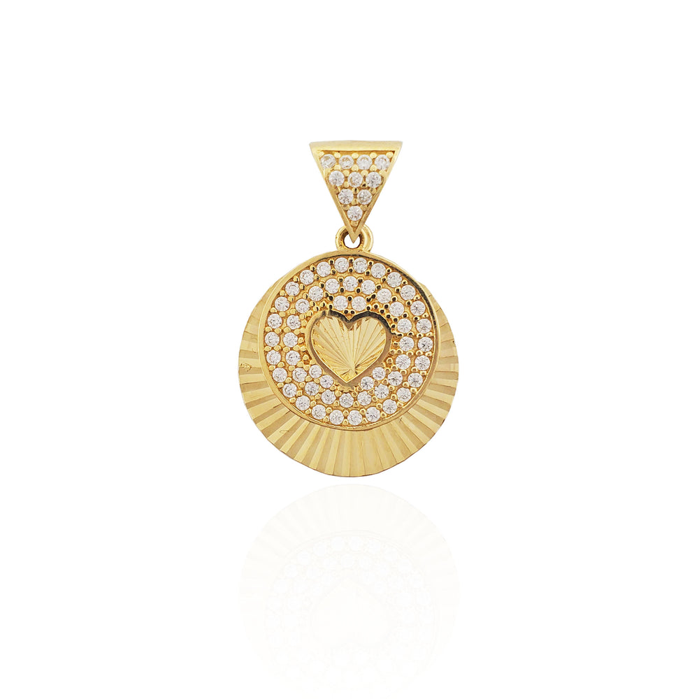 Round Heart CZ Pendant (14K).
