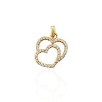 Double Heart CZ Pendant (14K).
