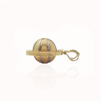 Two-tone 3D Basketball CZ Pendant (10K).