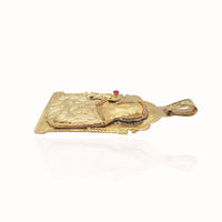 Two-Tone Saint Barbara CZ Pendant (14K).