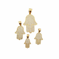 Hamsa CZ Pendant (14K).