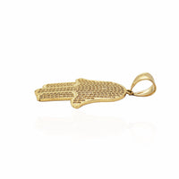 Hamsa CZ Pendant (14K).
