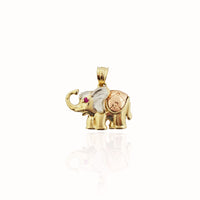 Tri-Color Elephant CZ Pendant (14K).