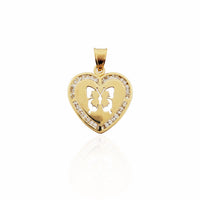 Butterfly Silhouette Heart Pendant (14K)