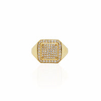 Iced-Out Rounded Square Signet Ring (14K)