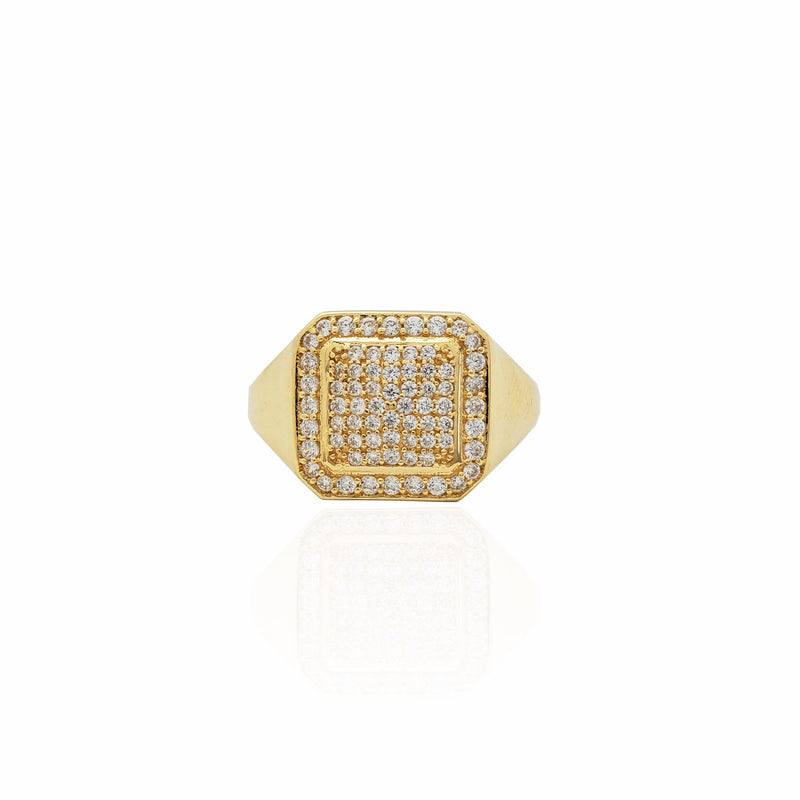 Iced-Out Rounded Square Signet Ring (14K)