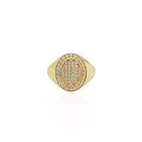 Iced-Out Oval Signet Ring (14K)