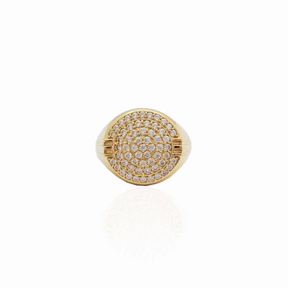 Iced-Out Circular Signet Ring (14K)