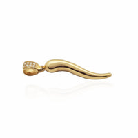 Solid Italian Horn Pendant [Diamond Bail] (14K)