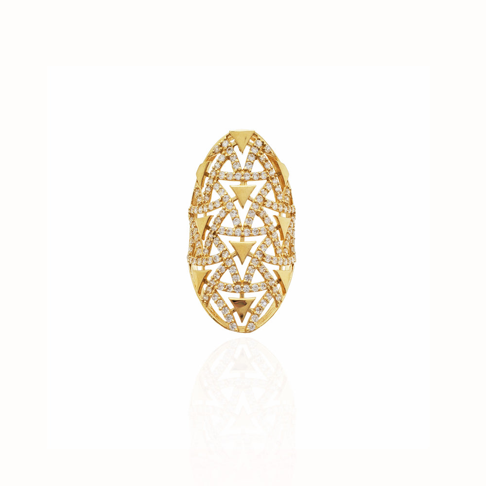 Elegant Long Finger CZ Ring (14K).