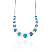 Blue Oval Opal Necklace (Silver)