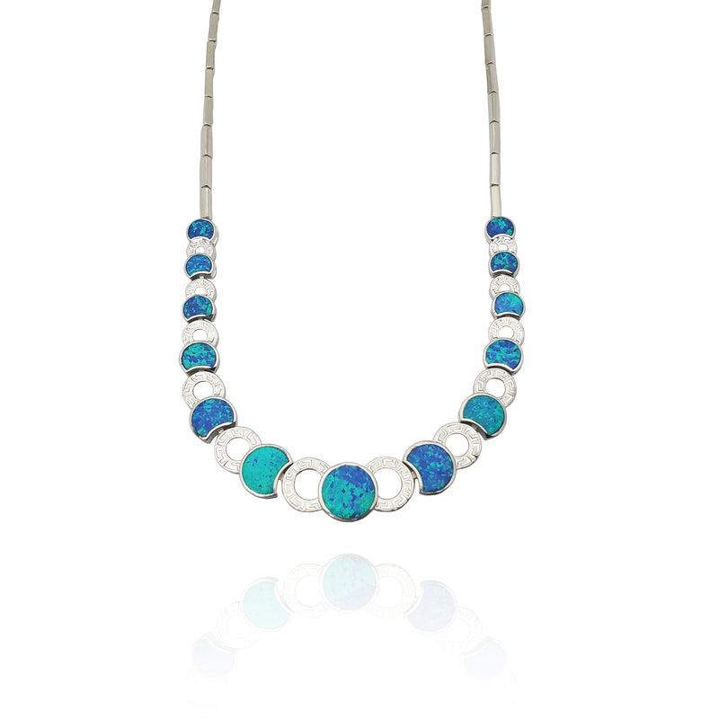 Blue Oval Opal Necklace (Silver)