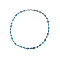 Plava ovalna ogrlica ovalna (srebrna)