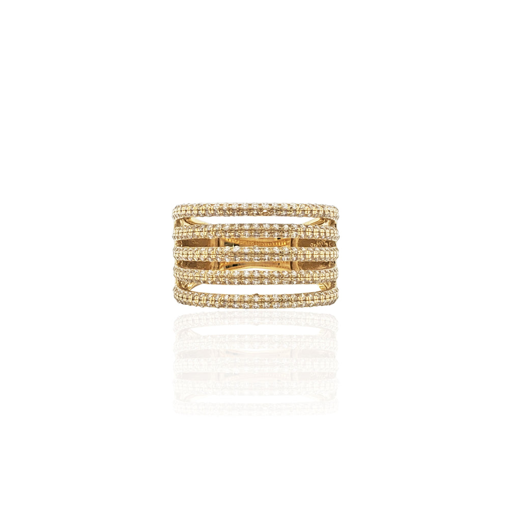 Stoneset Quintuple Line Cocktail Ring (14K)