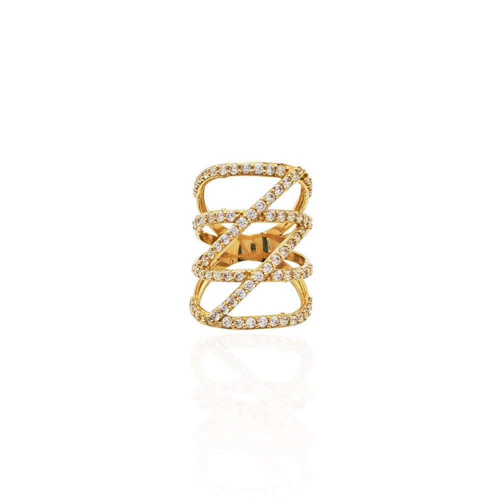 Stacked Zs Long Finger Ring (14K)