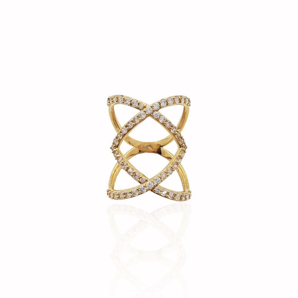 Stoneset Mirrored Orbit Ring (14K)