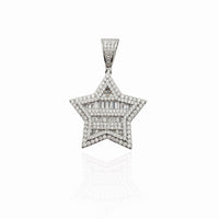 Iced-Out Double-Perimeter Star Pendant (Silver)