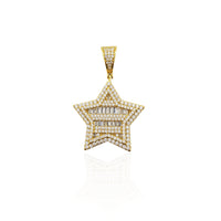 Iced-Out Double-Perimeter Star Pendant (Silver)