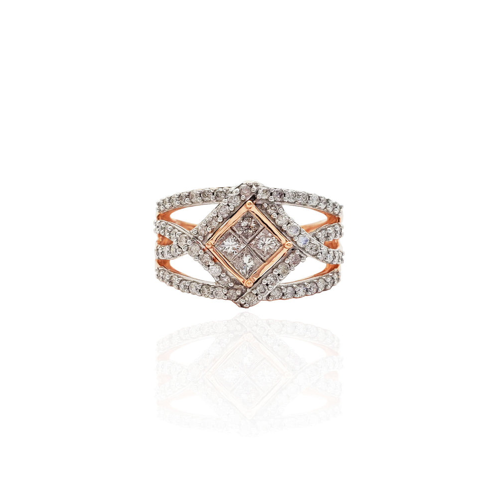 Diamond Windowed Twist Cocktail Ring (10K)