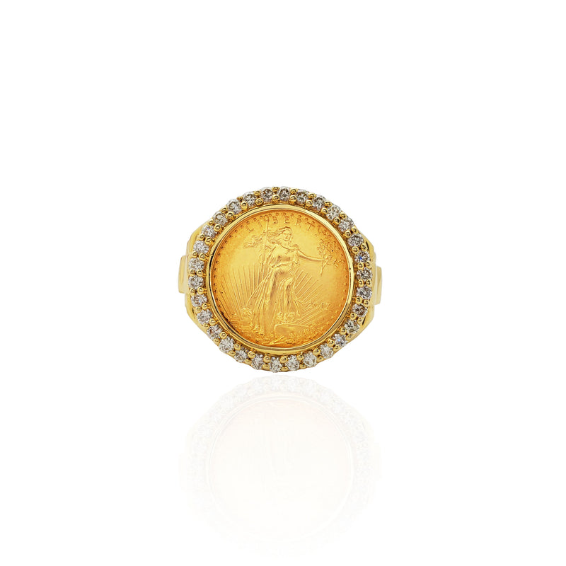 Five-Dollar Coin Diamond Frame Ring (14K)