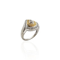 Two-tone Diamond Teardrop Ring (10K)