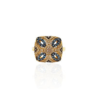 Gyémánt kaleidoszkópos négyzet alakú koktélgyűrű (14K)