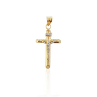 Two-Tone Crucifix Tube Cross Pendant (14K)