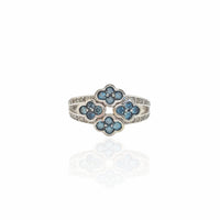 Diamond Quadruple Blue Floret Cocktail Ring (14K)