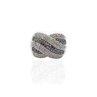 흑백 푹신한 줄무늬 다이아몬드 반지 (10K)