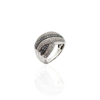 Fekete-fehér Puffy Stripes gyémánt gyűrű (10K)