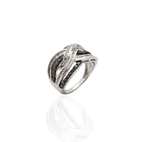 Black & White Entanglement Diamond Cocktail Ring (10K)