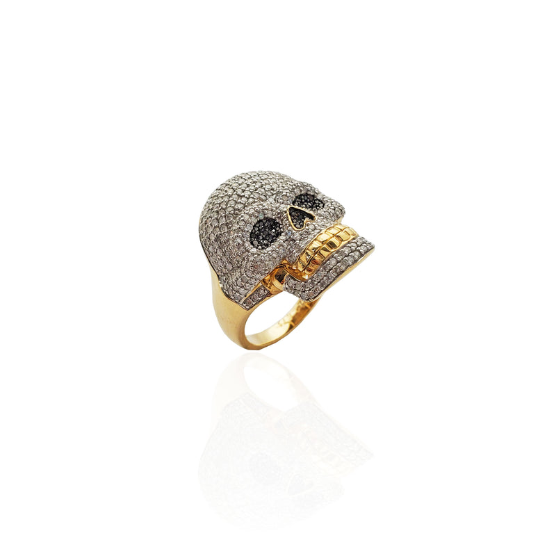 Diamond Skull Head Ring (10K).