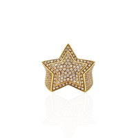 Iced-Out Emerging Star Diamond Ring 14K Yellow Gold