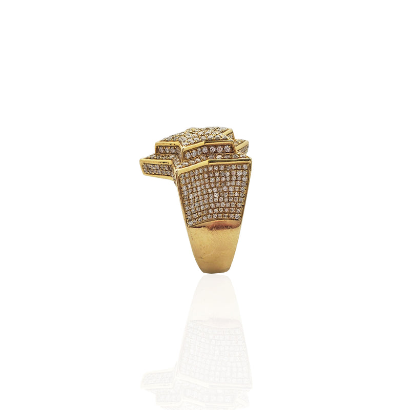 Iced-Out Emerging Star Diamond Ring 14K Yellow Gold