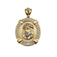 Iced Oval Frame Jesus Portrait Pendant (14K)