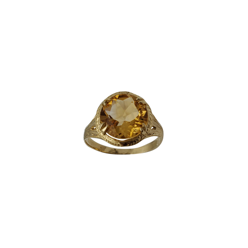 Textured Yellow Zirconia Lady Ring (14K)