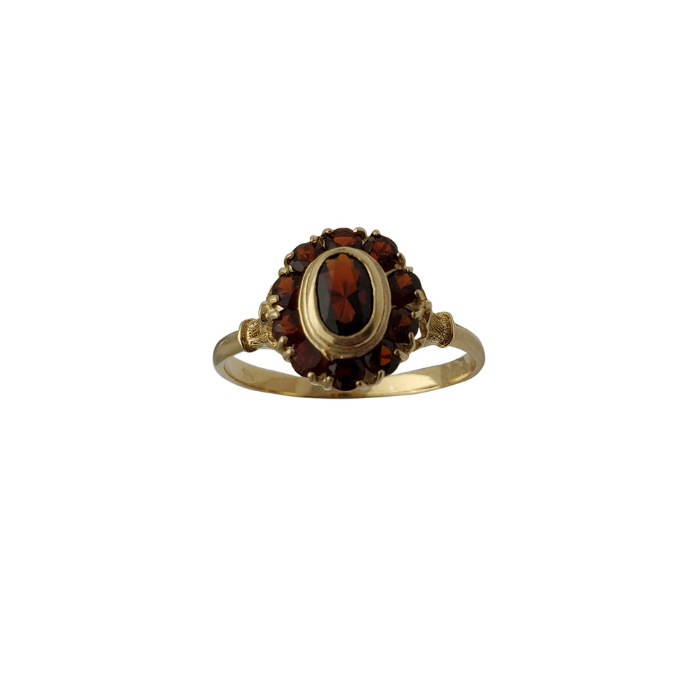 Zirconia Crimson Flower Lady Ring (14K)