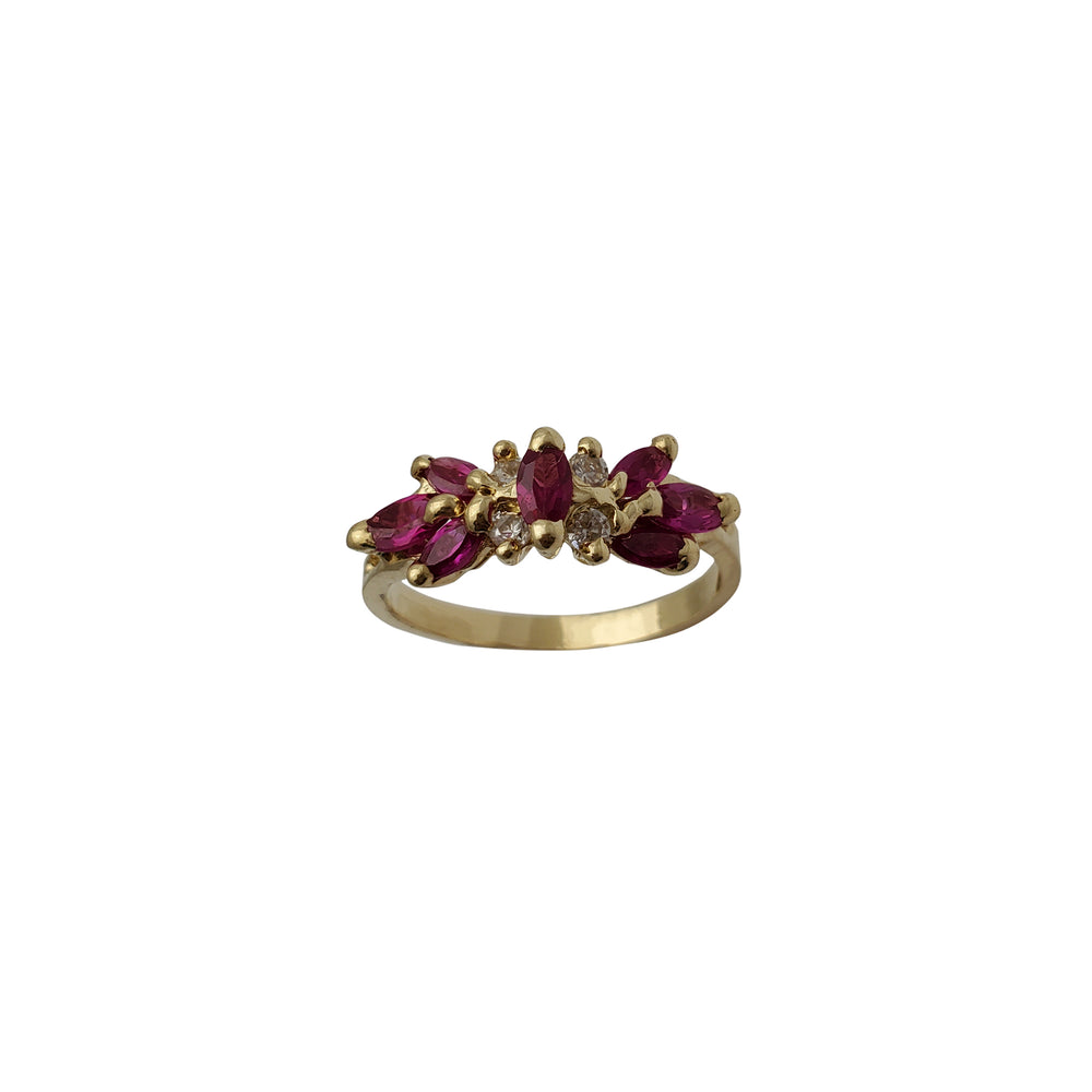 Pink Flower Marquise Lady Ring (14K)