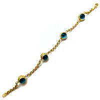 Blue Evil-Eyes Cable Bracelet (14K)