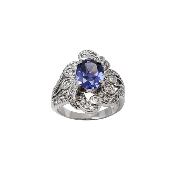 Blue Flower Zirconia Lady Ring (Silver)