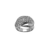 Sideways Ridged Pave Lady Ring (Silver)