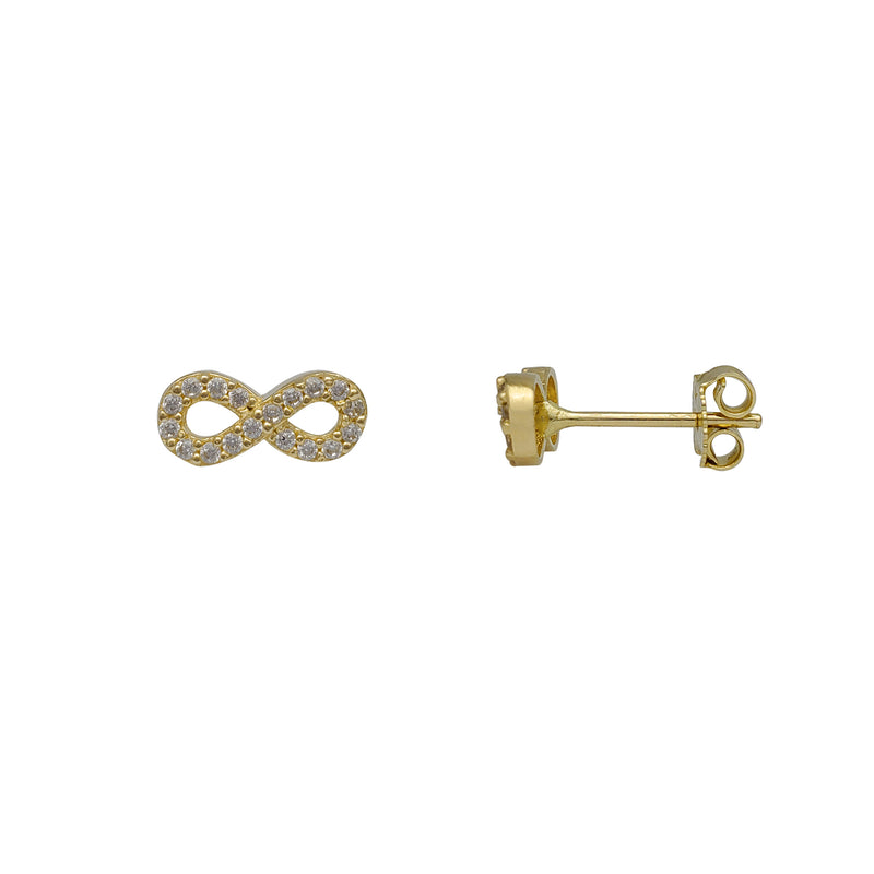 Zirconia Infinity Sign Stud Earrings (14K)