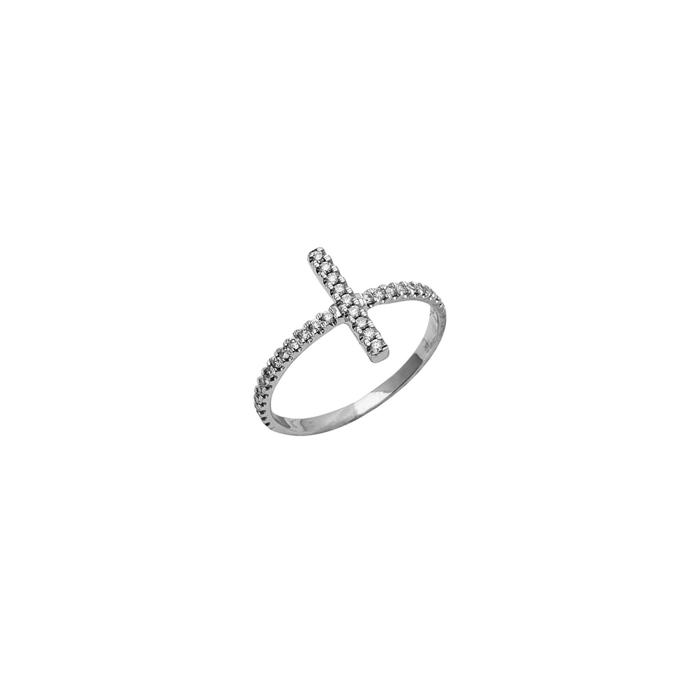Diamond Sideways Cross Ring (14K)