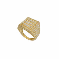 Zirconia Rectangle Round & Baguettes Men's Ring (14K)