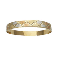 Tricolor Diamond Cuts Bangle Bracelet (14K)