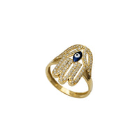 Zirconia Hamsa Hand Evil Eye Ring (14K)