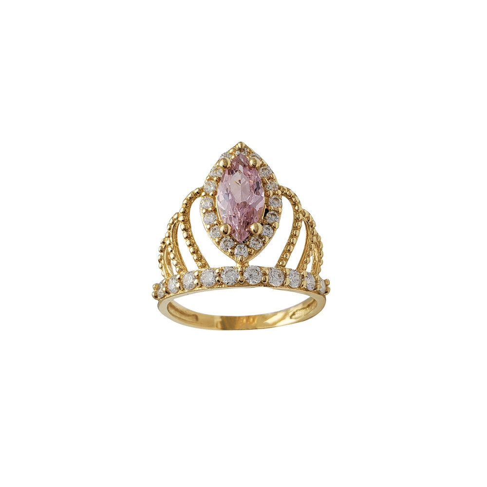 Pink Zirconia Marquise Tiara Ring (14K)