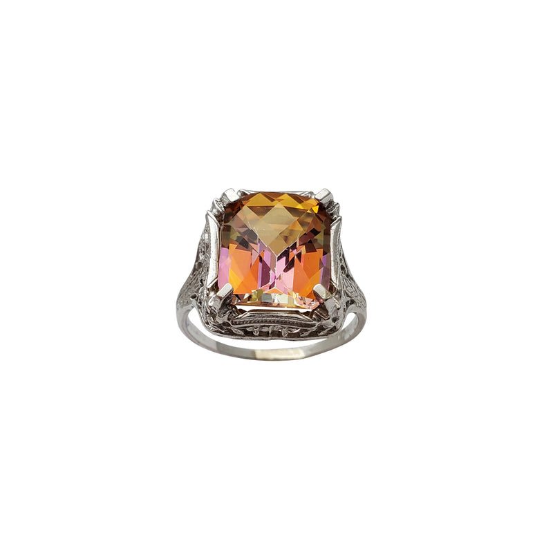 Twilight Fire Zirconia Vintage Pattern Lady Ring (14K)